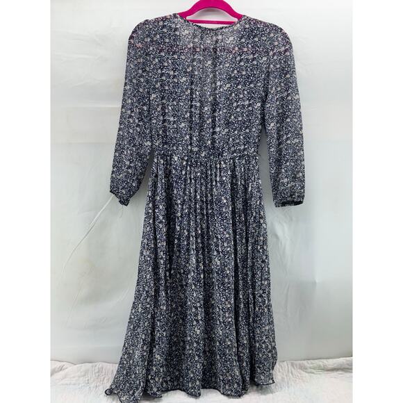 Indigo Rose PS women’s pleted blue, and white floral  cottagecore midi dress - Picture 6 of 7